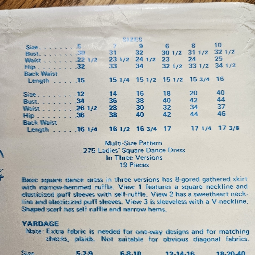 Authentic Patterns Inc. Square Dance Pattern Sizes 12, 14, 16. Partially Cut. - Picture 4 of 14